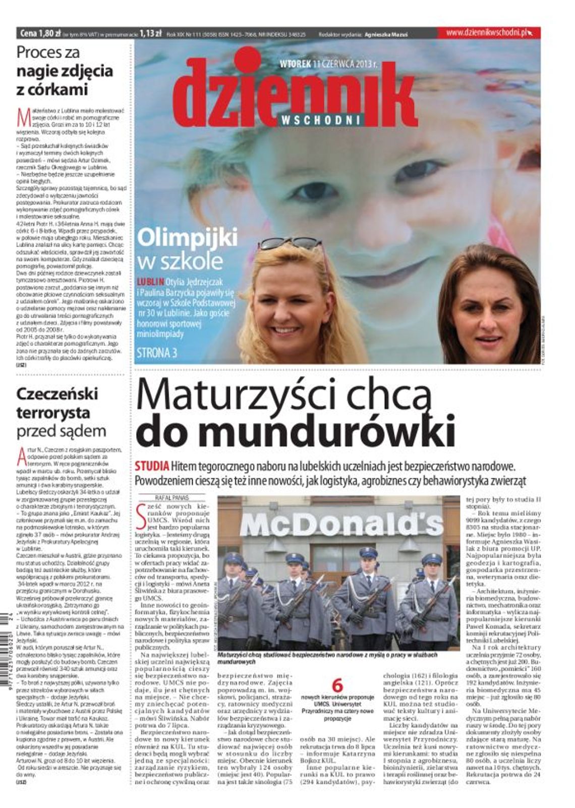 Jedynka Dziennika Wschodniego z 11 czerwca 2013