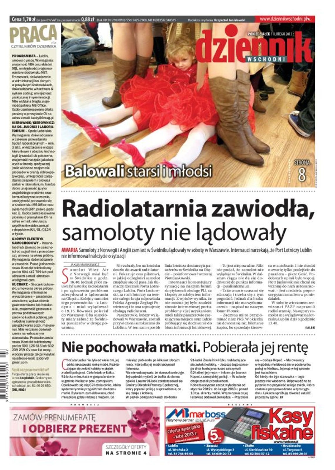 Jedynka Dziennika Wschodniego z 11 lutego 2013