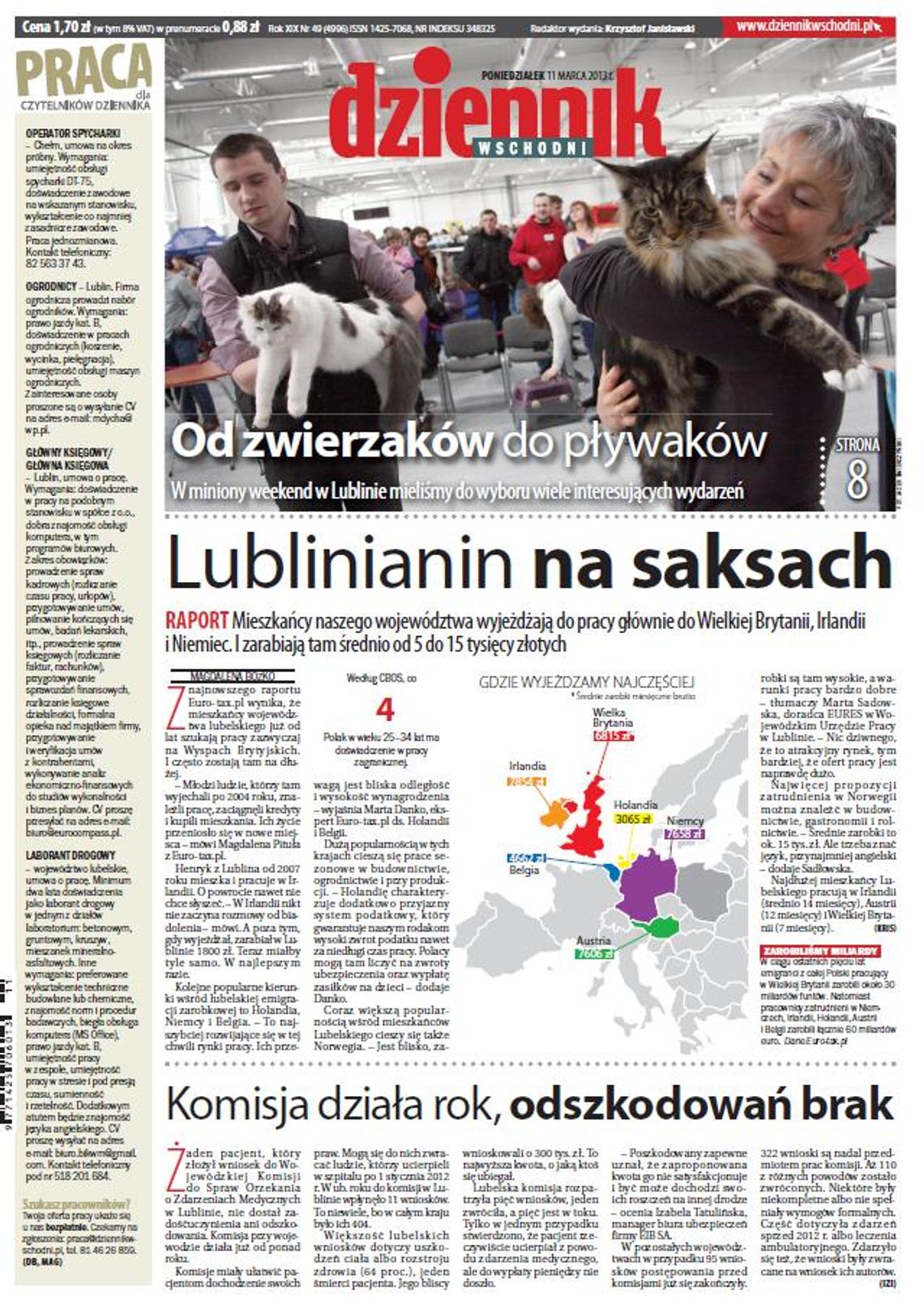 Jedynka Dziennika Wschodniego z 11 marca 2013 r.