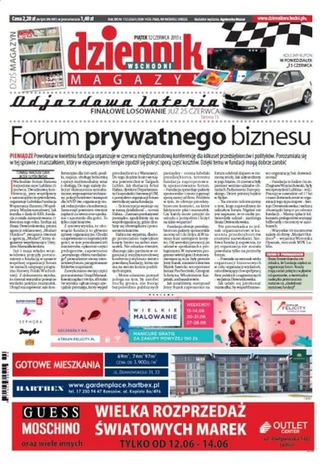 Jedynka Dziennika Wschodniego z 12 czerwca 2015 r.