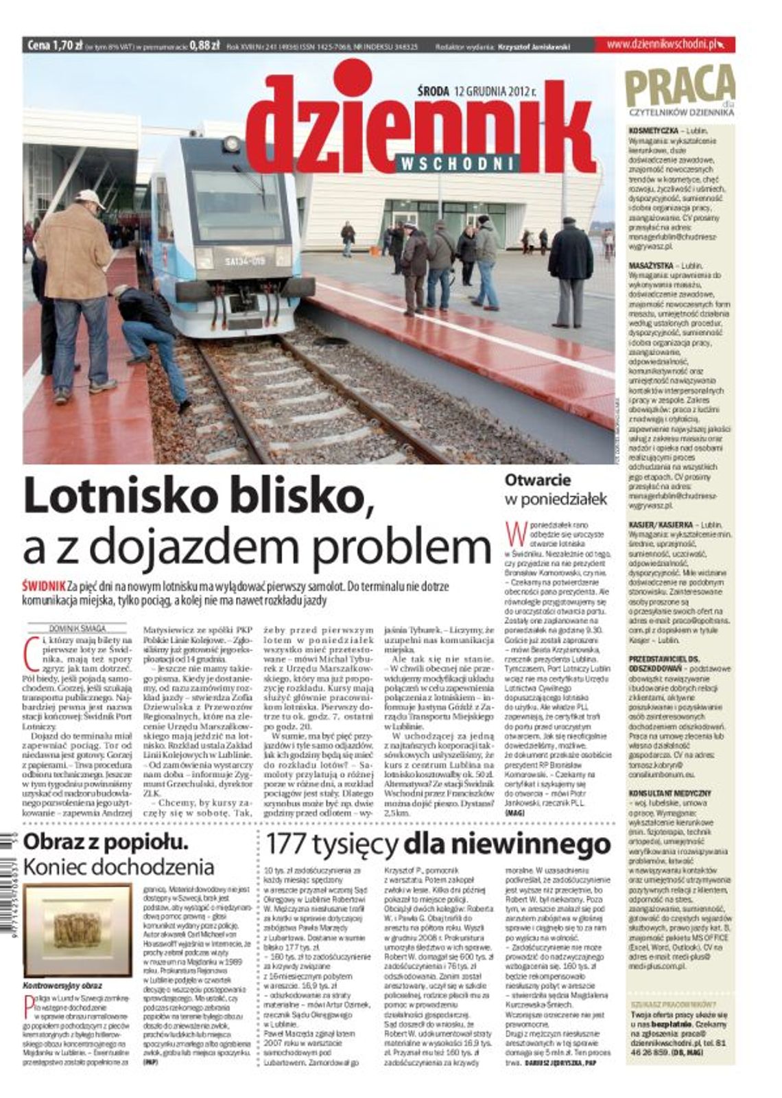 Jedynka Dziennika Wschodniego z 12 grudnia 2012