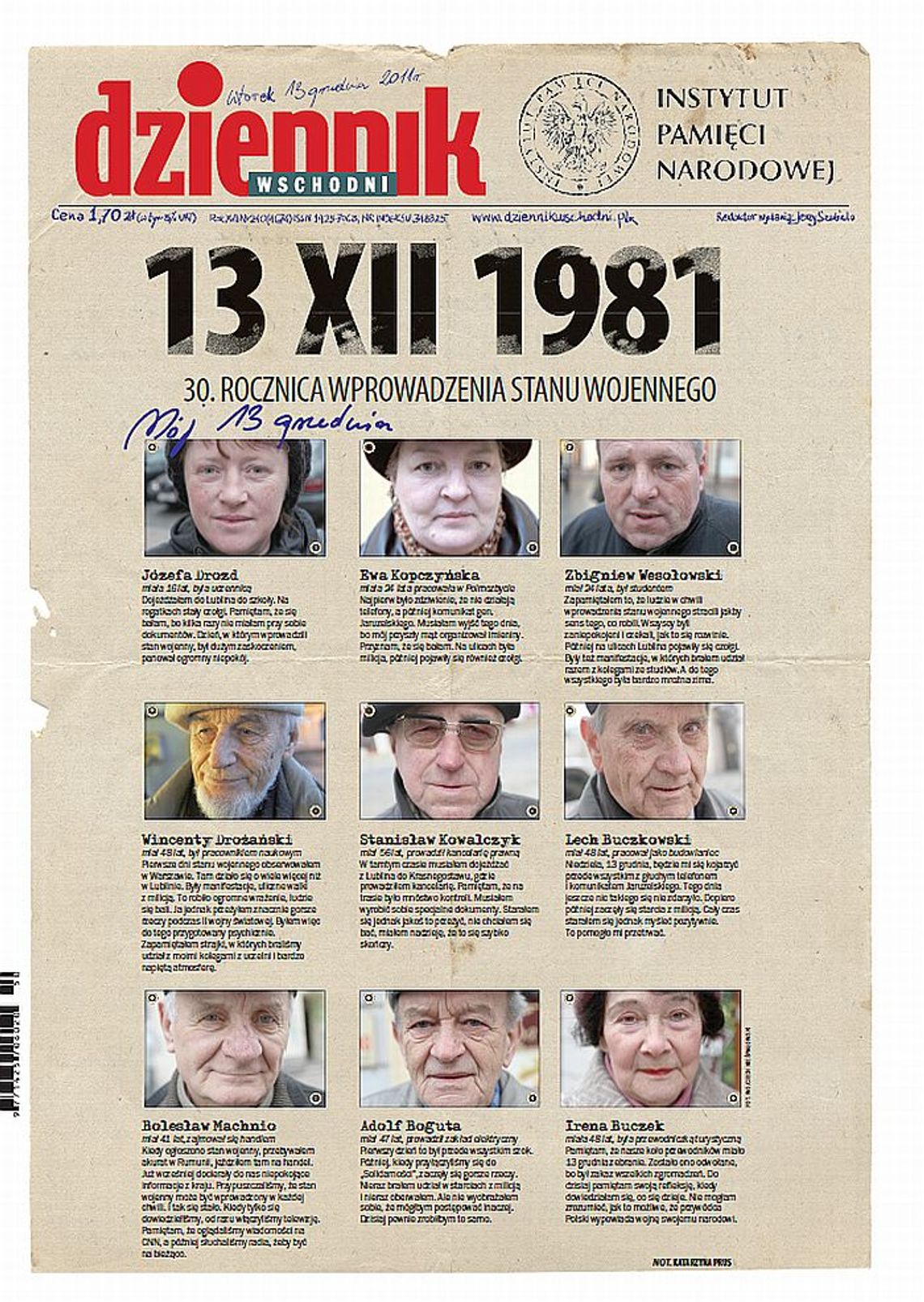 Jedynka Dziennika Wschodniego z 13 grudnia 2011 r.