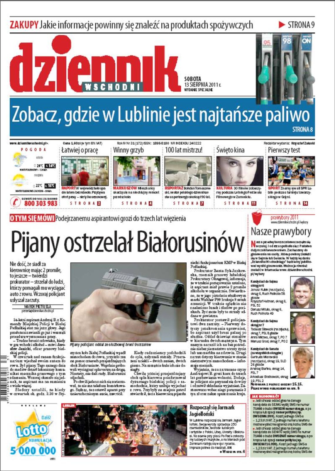 Jedynka Dziennika Wschodniego z 13 sierpnia 2011