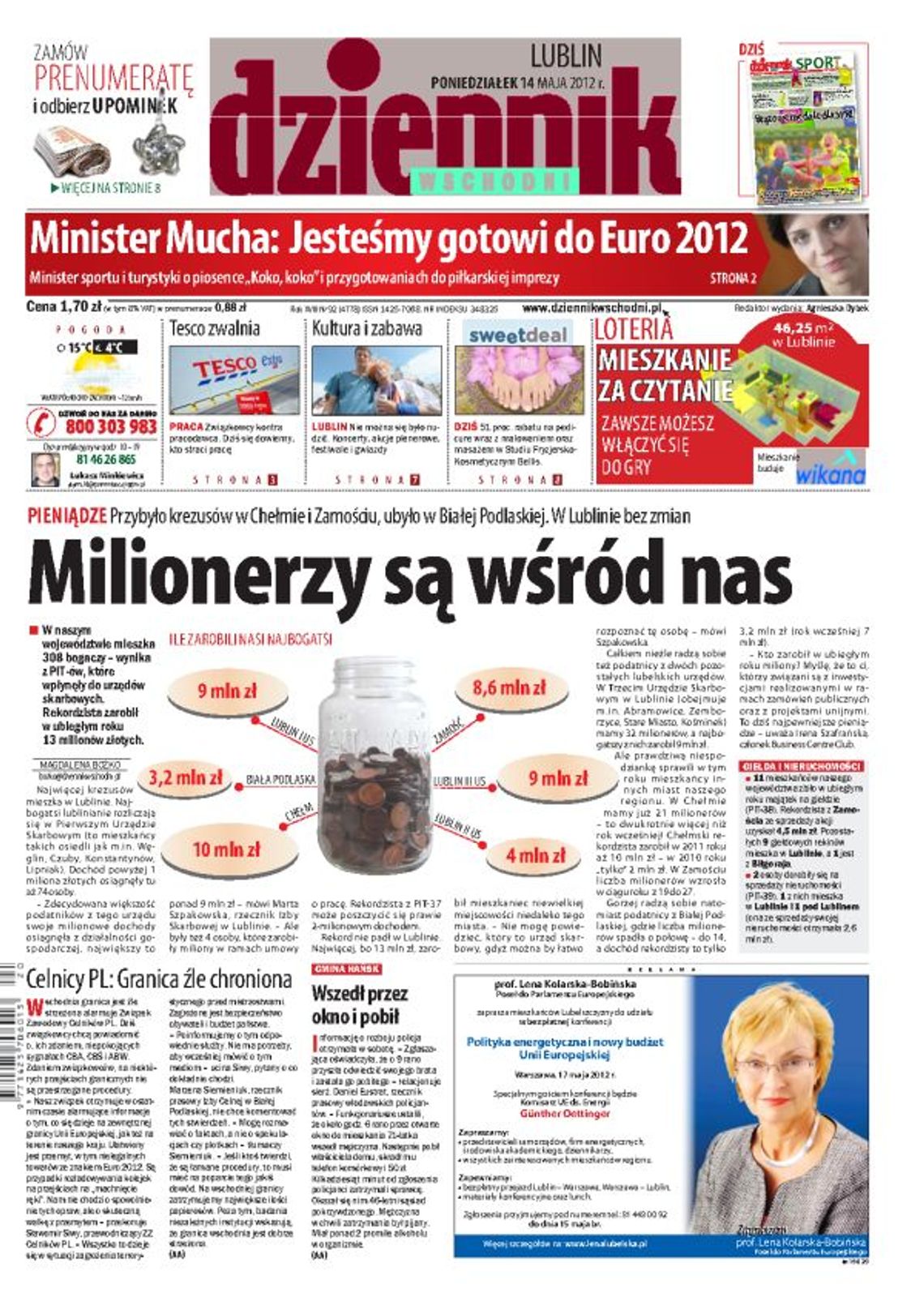 Jedynka Dziennika Wschodniego z 14 maja 2012