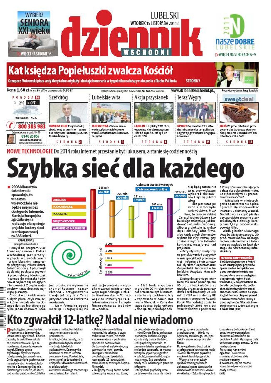 Jedynka Dziennika Wschodniego z 15 listopada 2011 r.