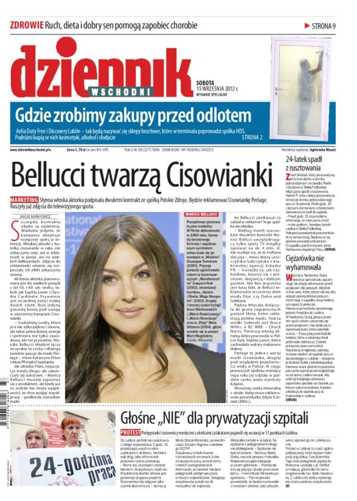 Jedynka Dziennika Wschodniego z 15 września 2012