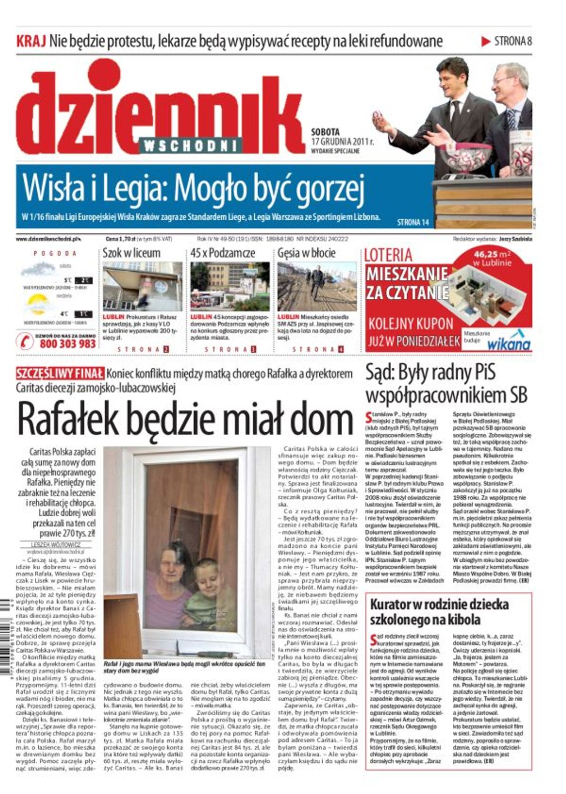 Jedynka Dziennika Wschodniego z 17 grudnia 2011