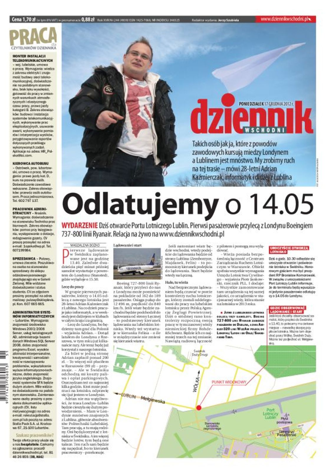 Jedynka Dziennika Wschodniego z 17 grudnia 2012