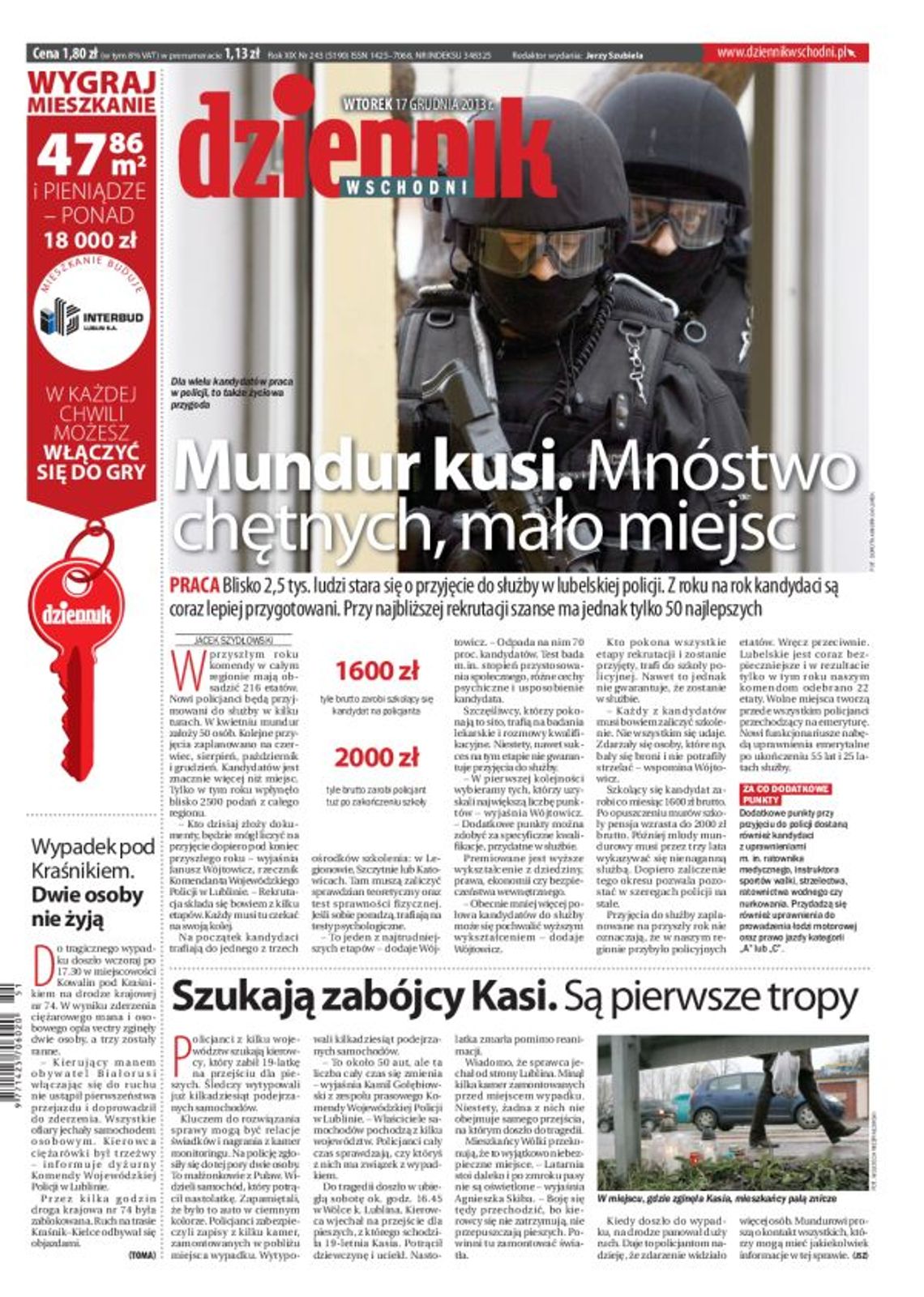 Jedynka Dziennika Wschodniego z 17 grudnia 2013