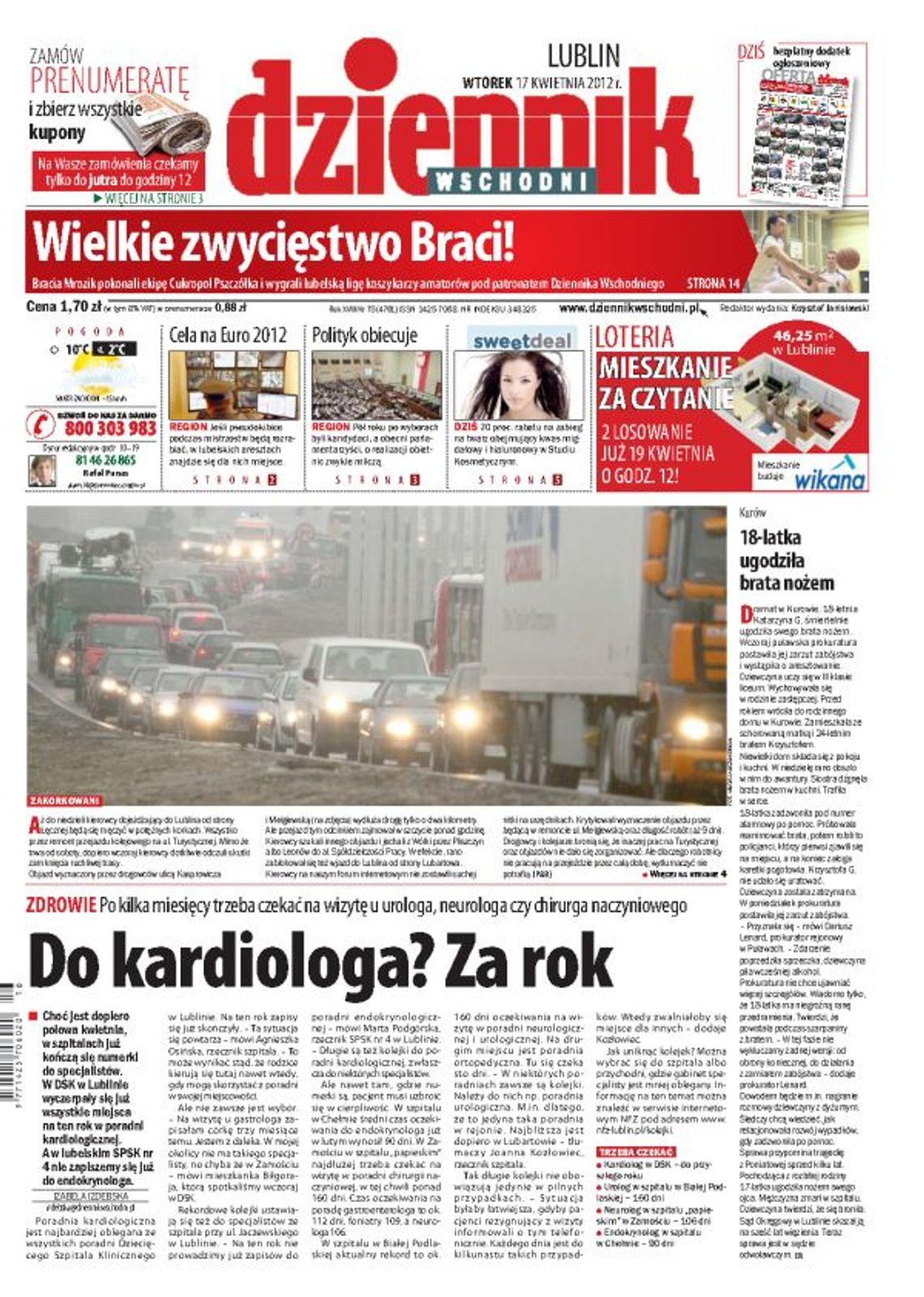 Jedynka Dziennika Wschodniego z 17 kwietnia 2012