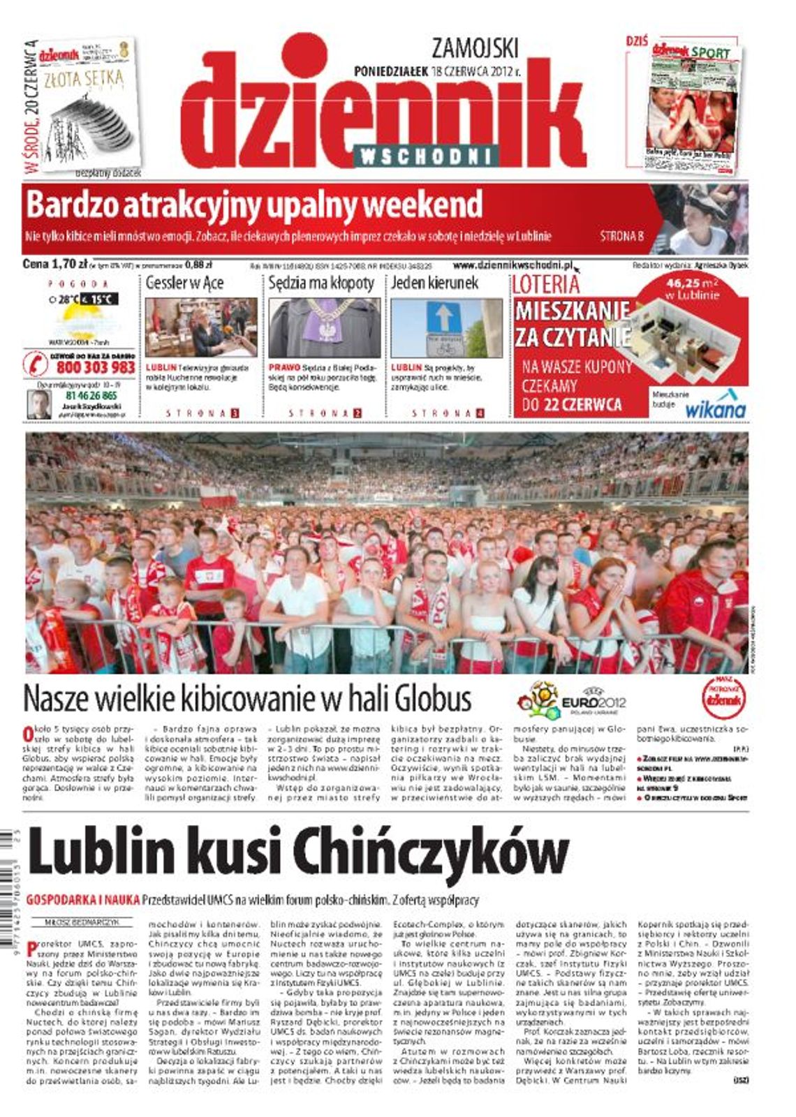 Jedynka Dziennika Wschodniego z 18 czerwca 2012