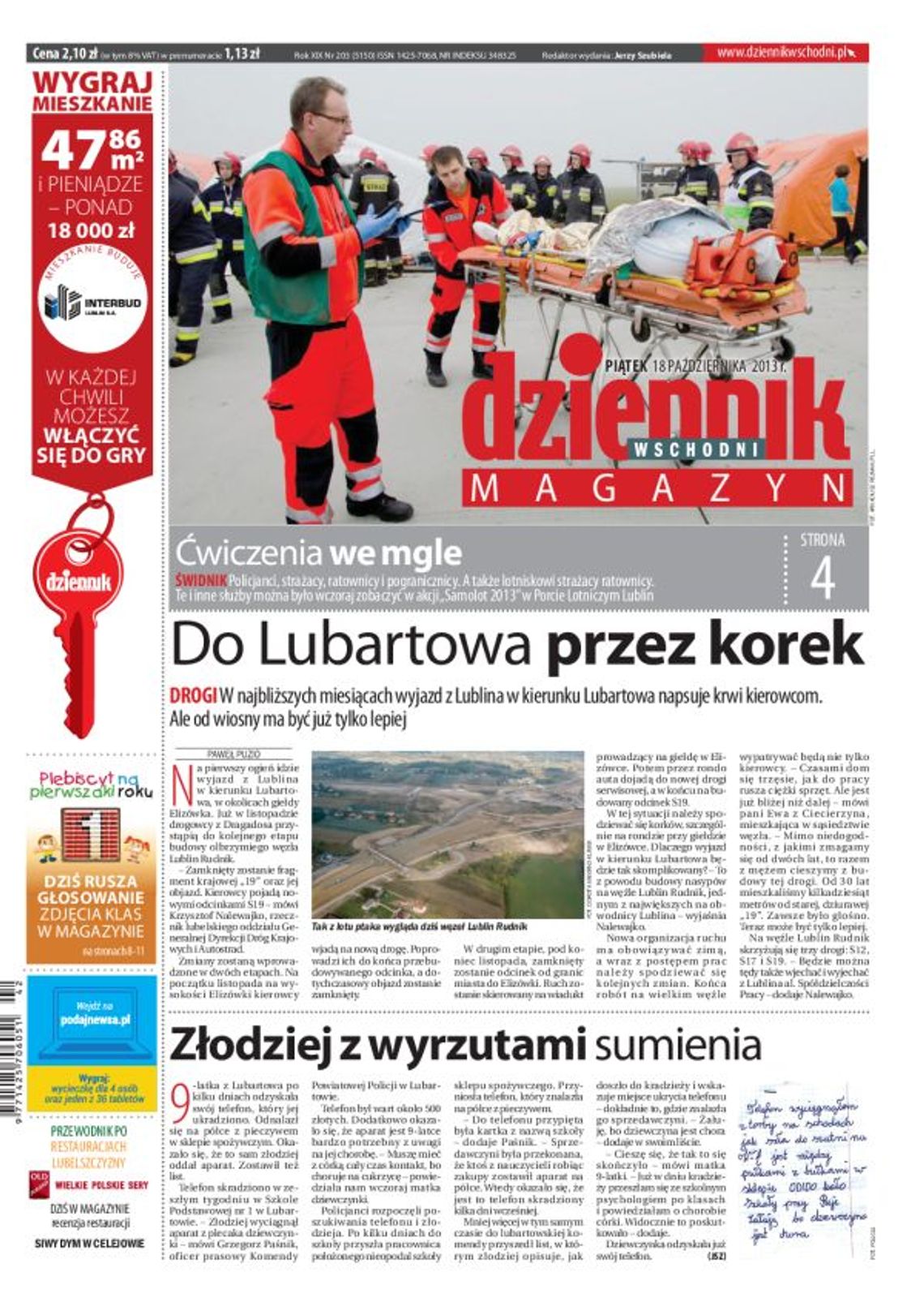 Jedynka Dziennika Wschodniego z 18 października 2013