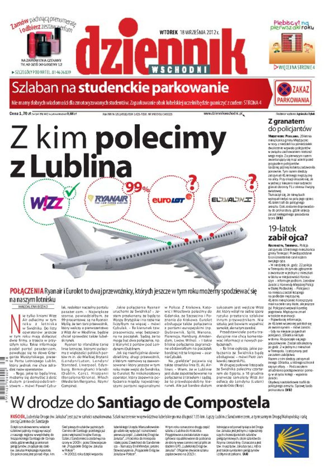 Jedynka Dziennika Wschodniego z 18 września 2012