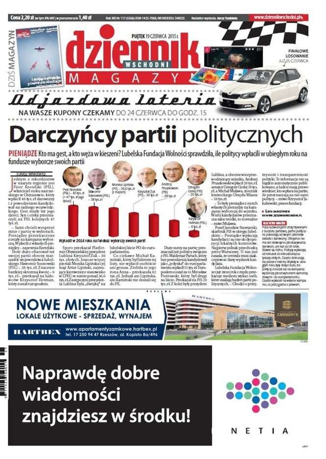 Jedynka Dziennika Wschodniego z 19 czerwca 2015 r.