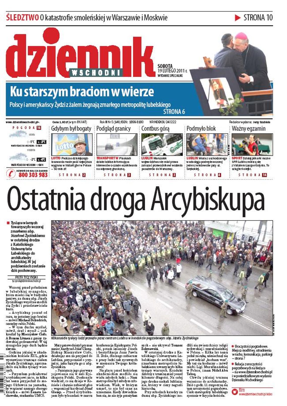 Jedynka Dziennika Wschodniego z 19 lutego 2011 r.