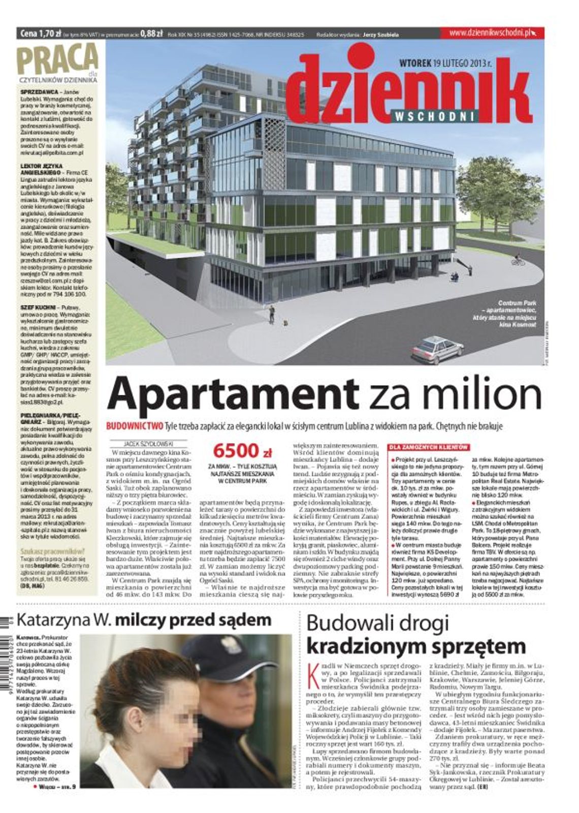 Jedynka Dziennika Wschodniego z 19 lutego 2013