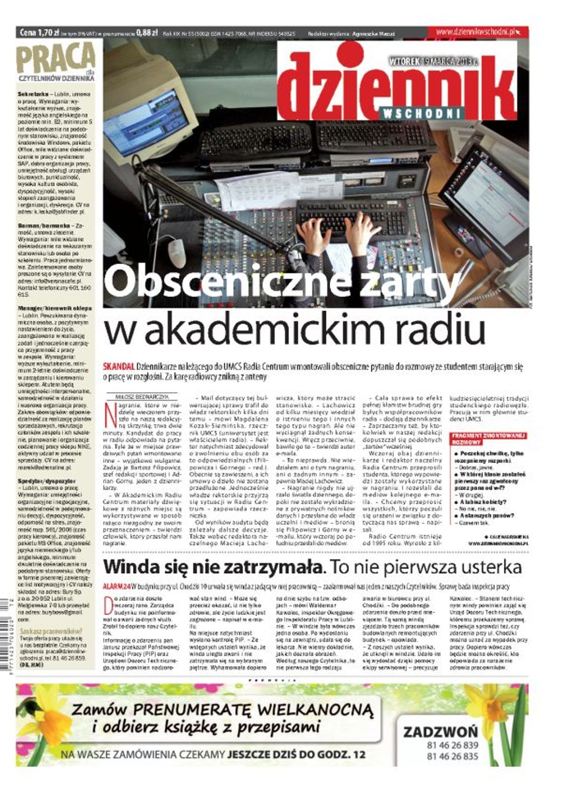 Jedynka Dziennika Wschodniego z 19 marca 2013