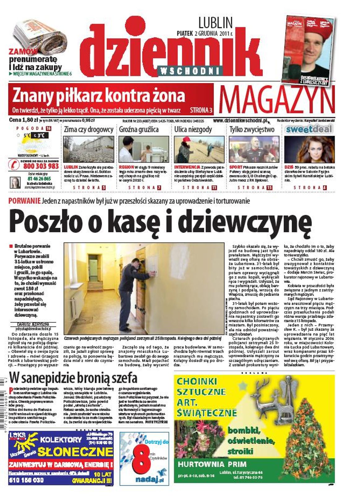 Jedynka Dziennika Wschodniego z 2 grudnia 2011 r.