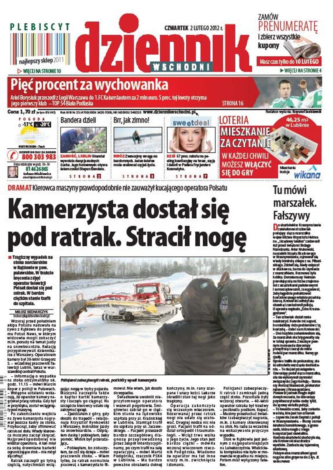 Jedynka Dziennika Wschodniego z 2 lutego 2012 r.