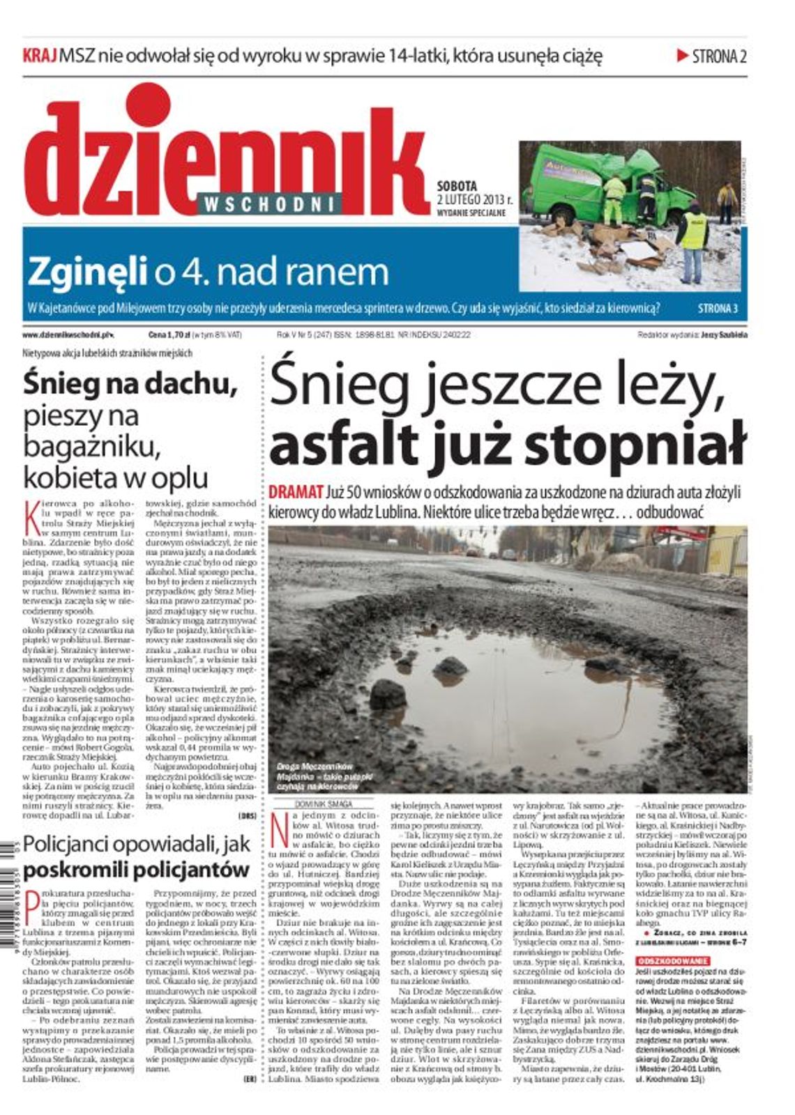 Jedynka Dziennika Wschodniego z 2 lutego 2013