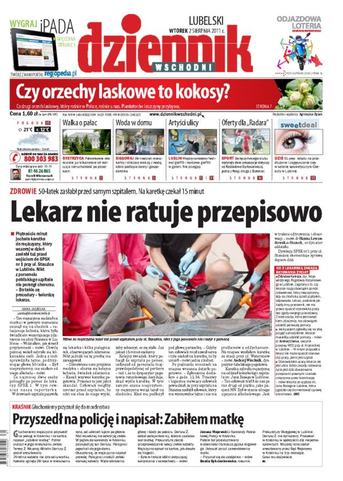 Jedynka Dziennika Wschodniego z 2 sierpnia 2011 roku