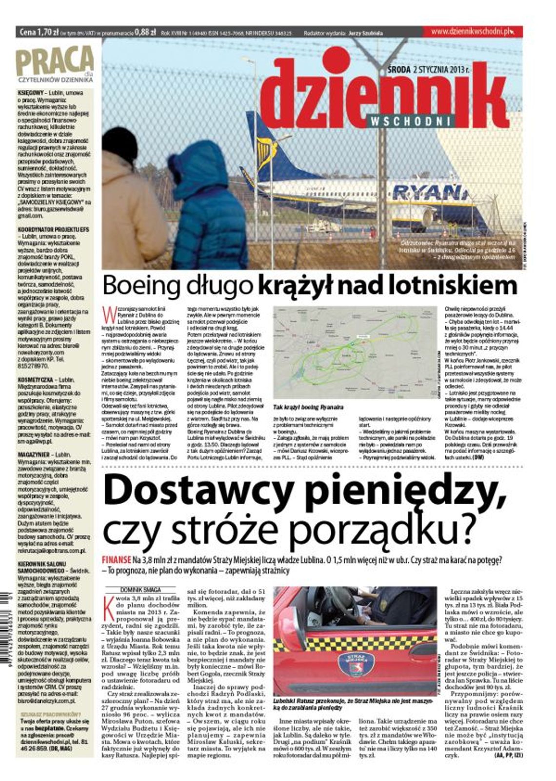 Jedynka Dziennika Wschodniego z 2 stycznia 2012