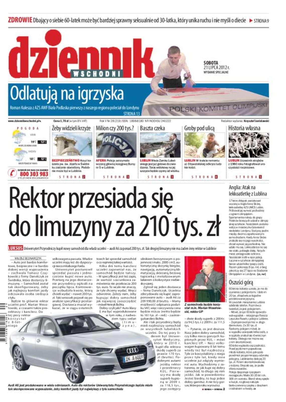 Jedynka Dziennika Wschodniego z 21 lipca 2012