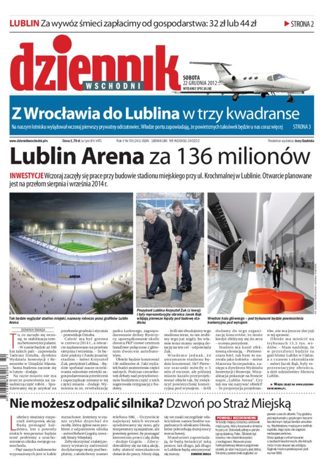 Jedynka Dziennika Wschodniego z 22 grudnia 2012