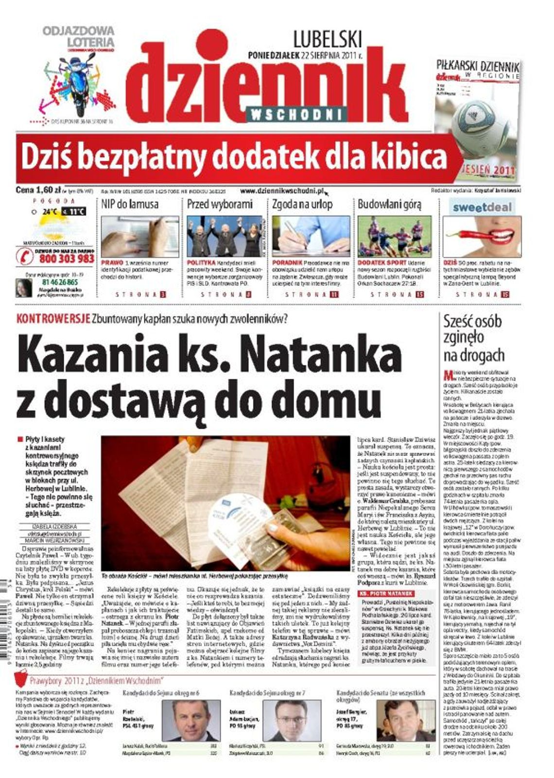 Jedynka Dziennika Wschodniego z 22 sierpnia 2011 roku