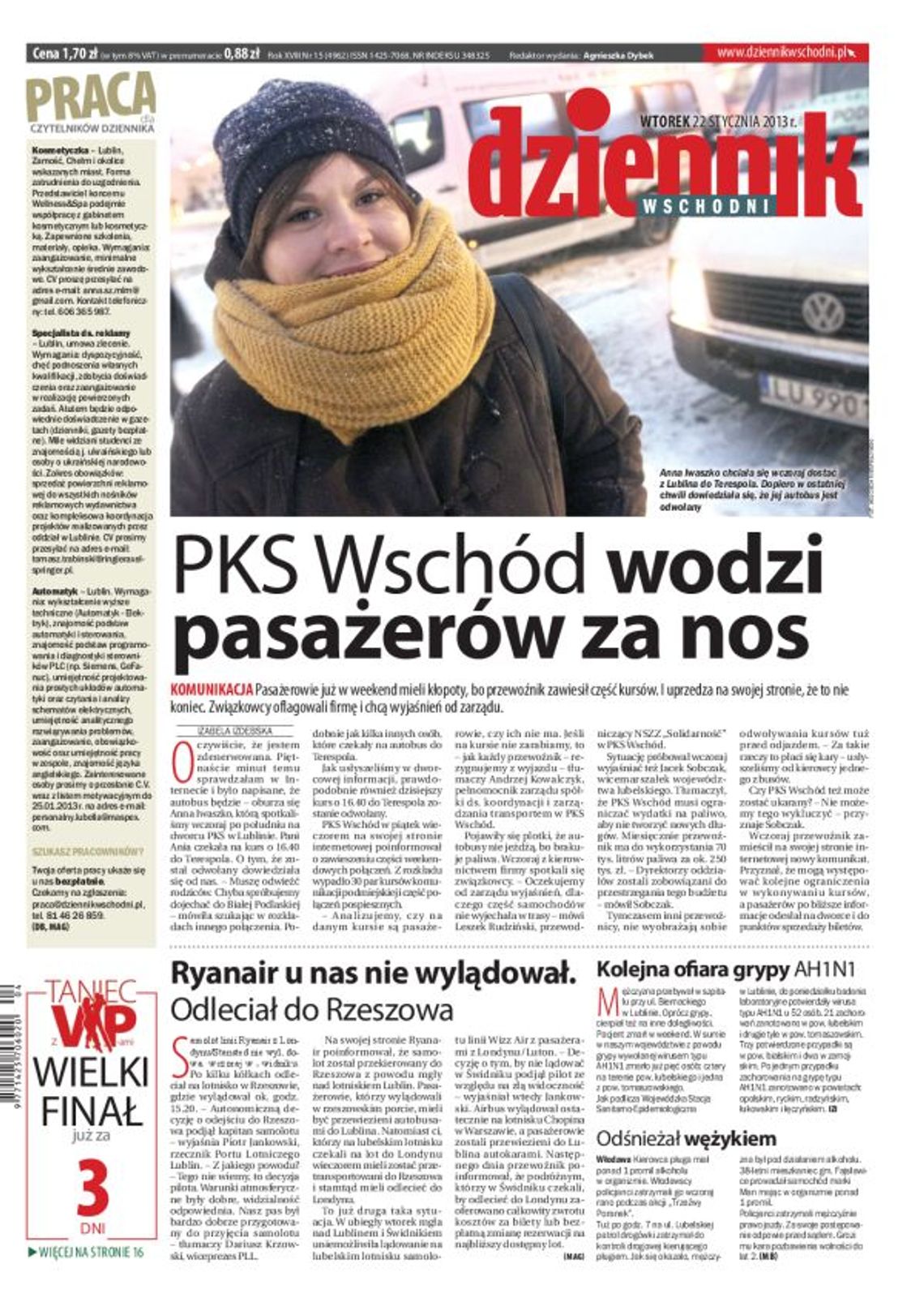 Jedynka Dziennika Wschodniego z 22 stycznia 2013