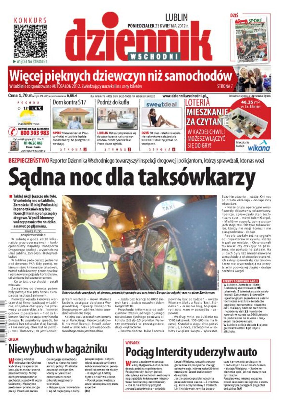 Jedynka Dziennika Wschodniego z 23 kwietnia 2012