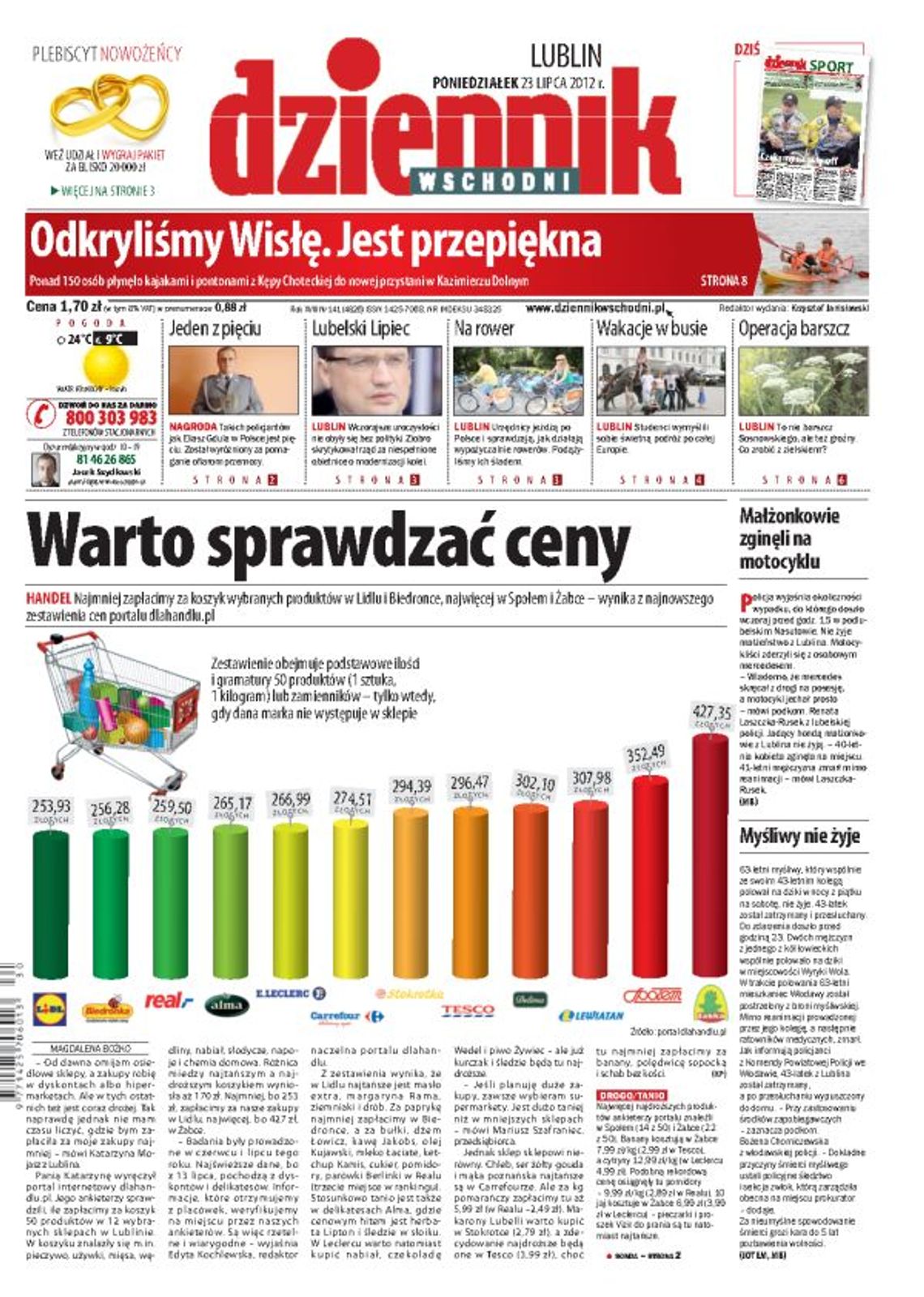 Jedynka Dziennika Wschodniego z 23 lipca 2012