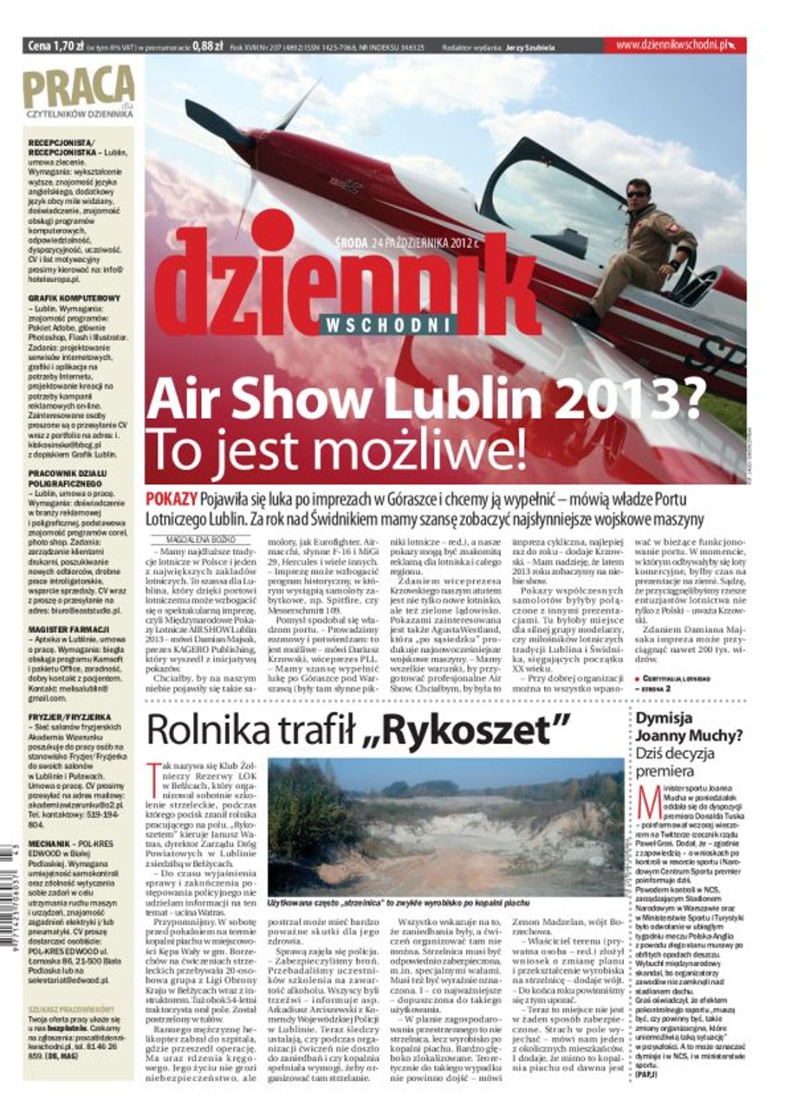 Jedynka Dziennika Wschodniego z 24 października 2012