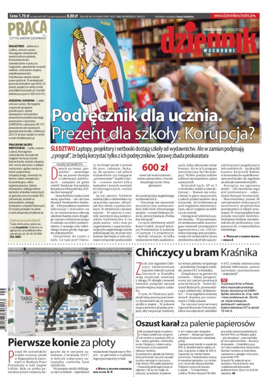 Jedynka Dziennika Wschodniego z 25 lutego 2013