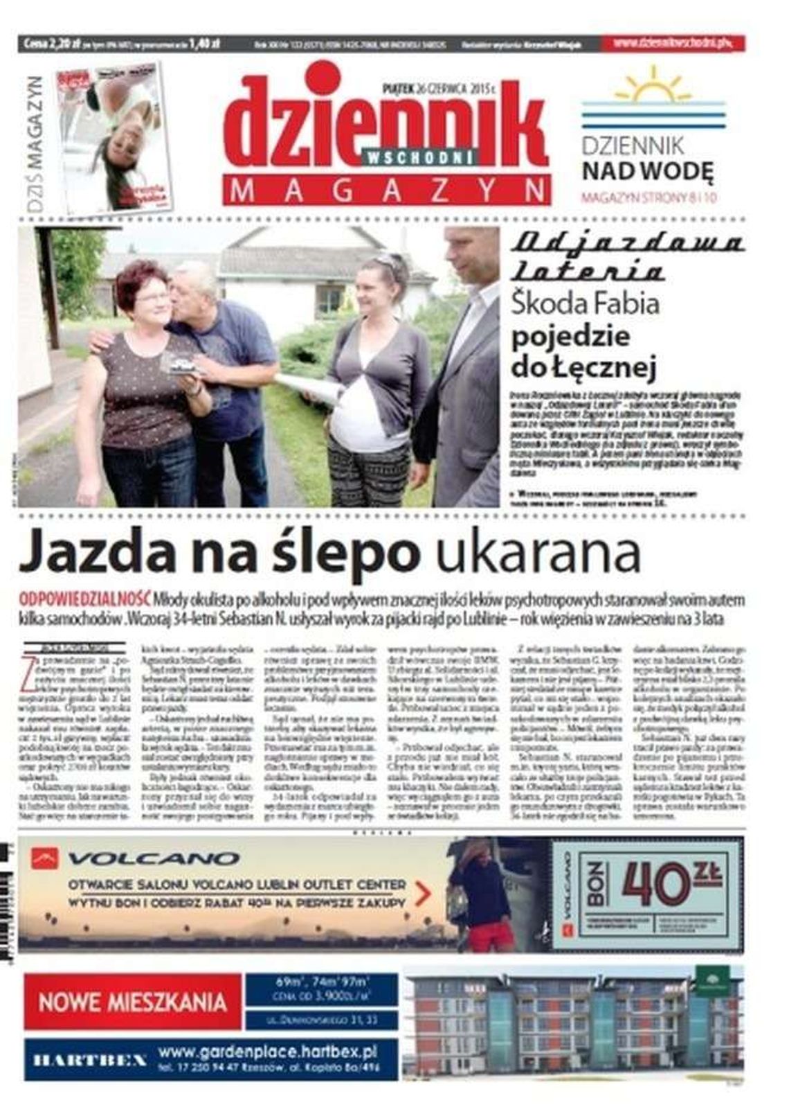 Jedynka Dziennika Wschodniego z 26 czerwca 2015 r.