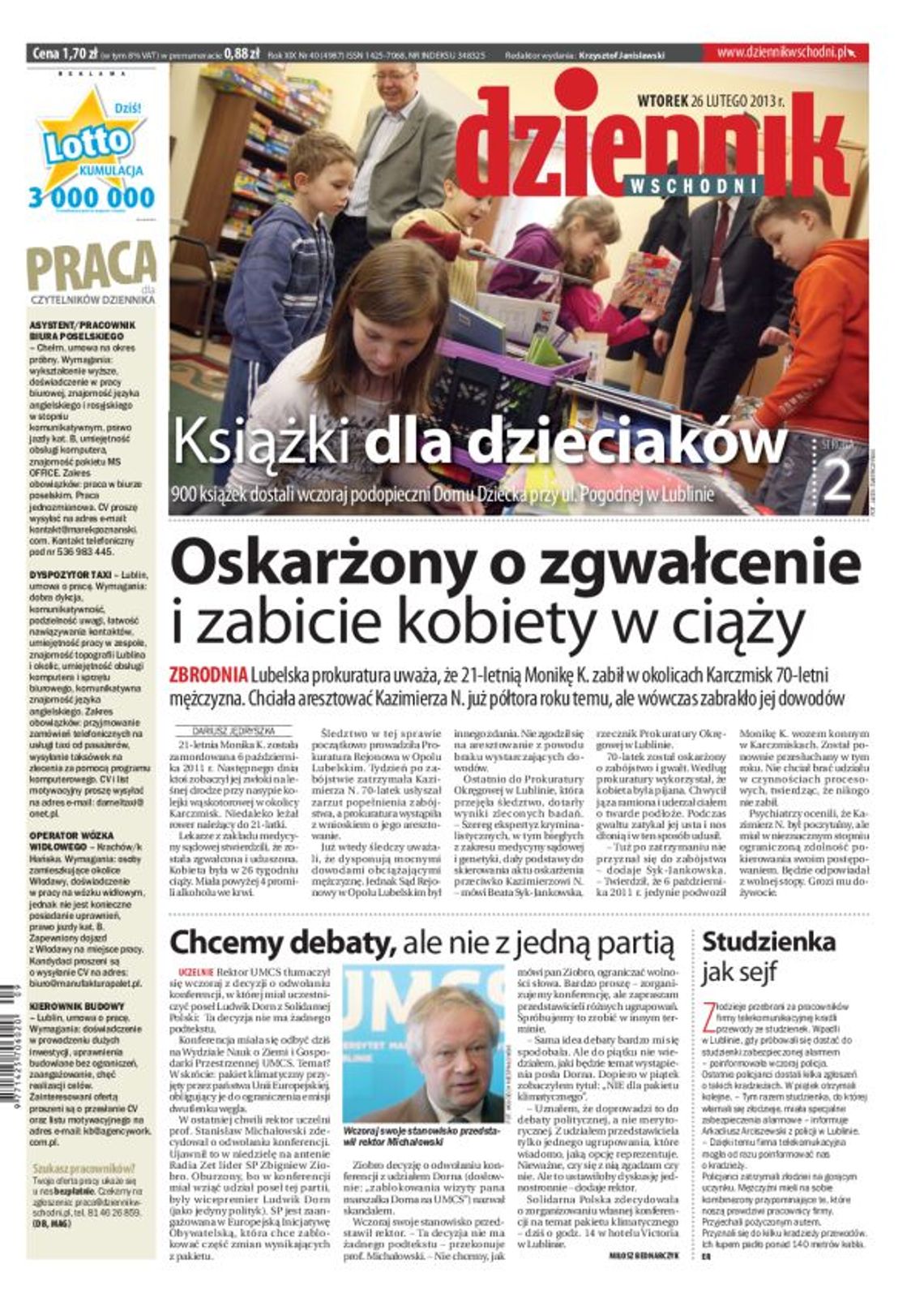 Jedynka Dziennika Wschodniego z 26 lutego 2013