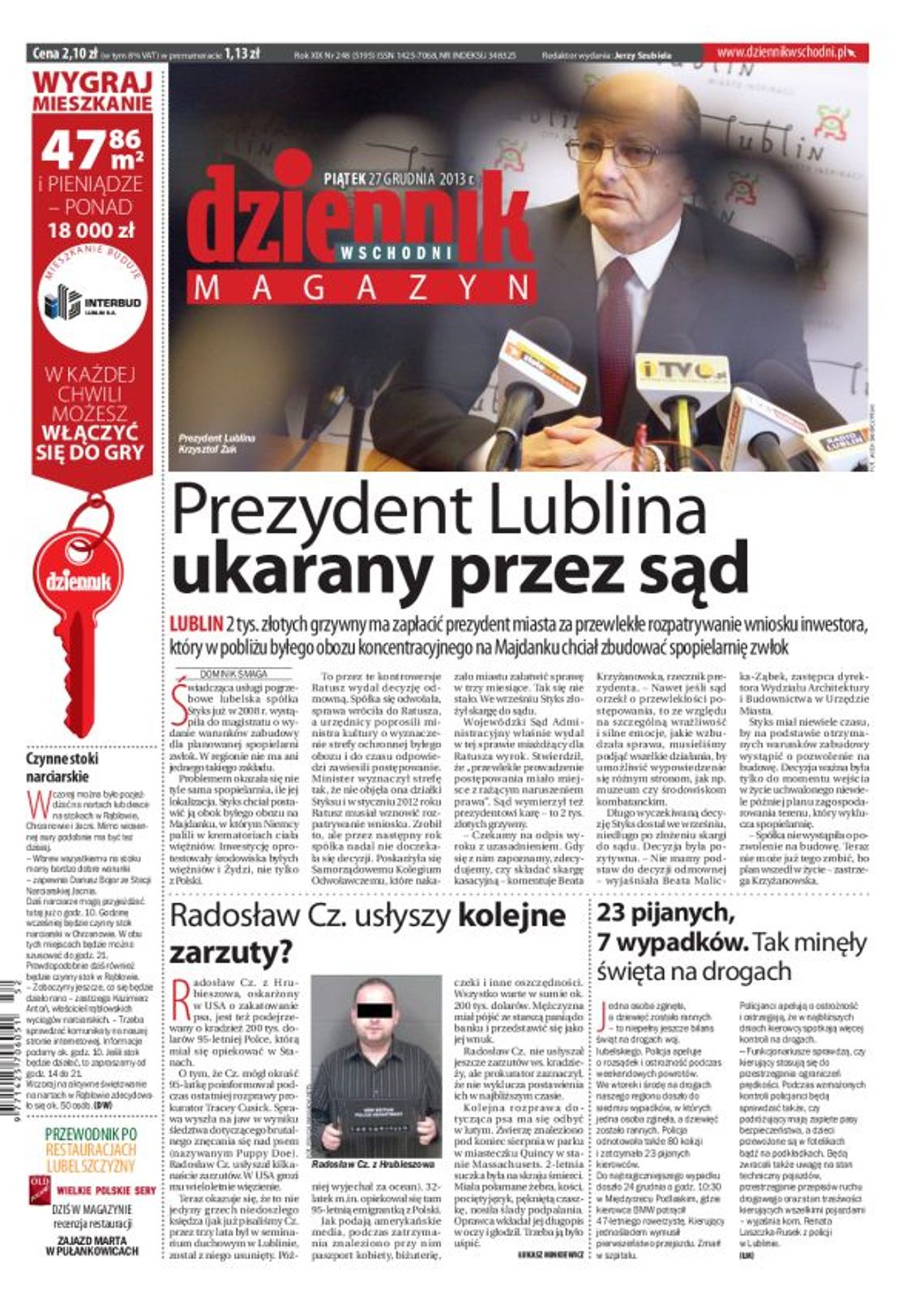 Jedynka Dziennika Wschodniego z 27 grudnia 2013