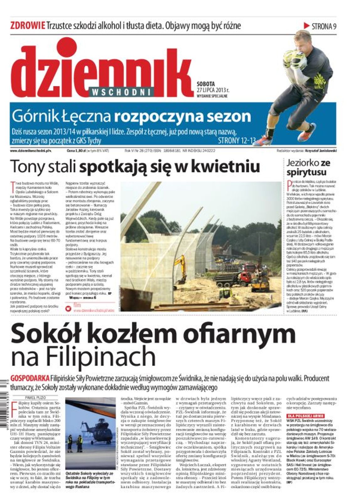 Jedynka Dziennika Wschodniego z 27 lipca 2013