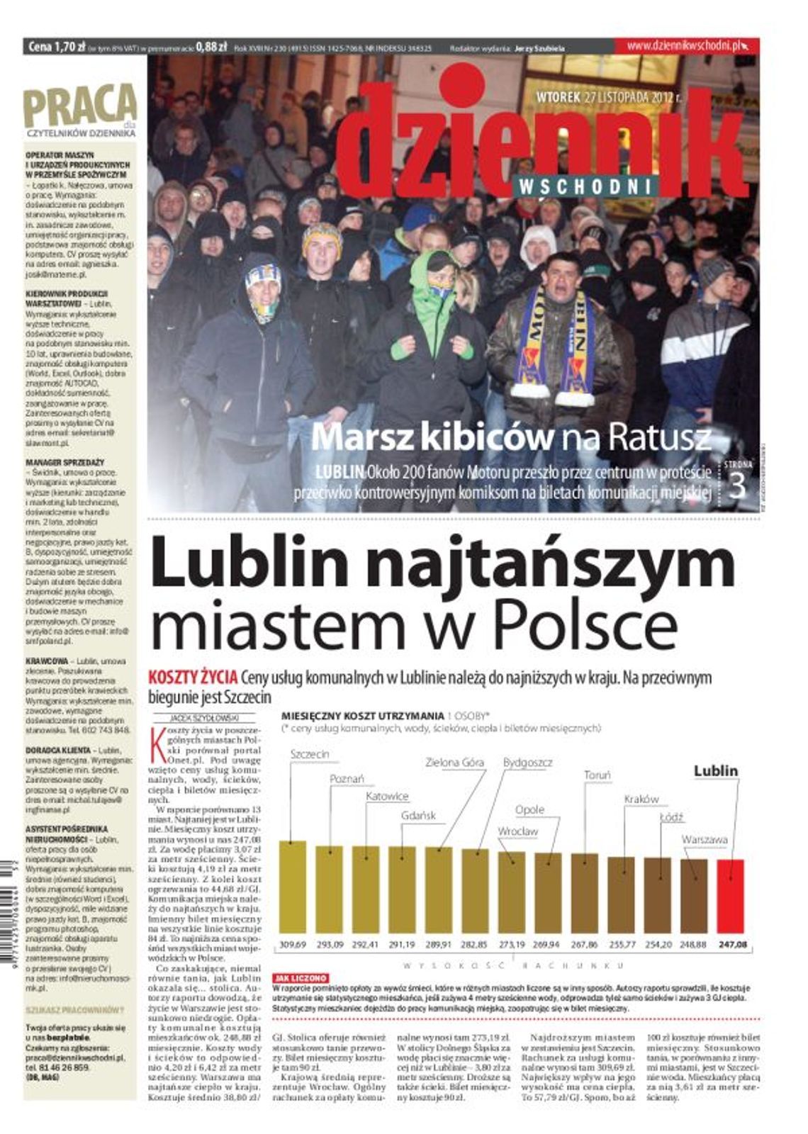 Jedynka Dziennika Wschodniego z 27 listopada 2012