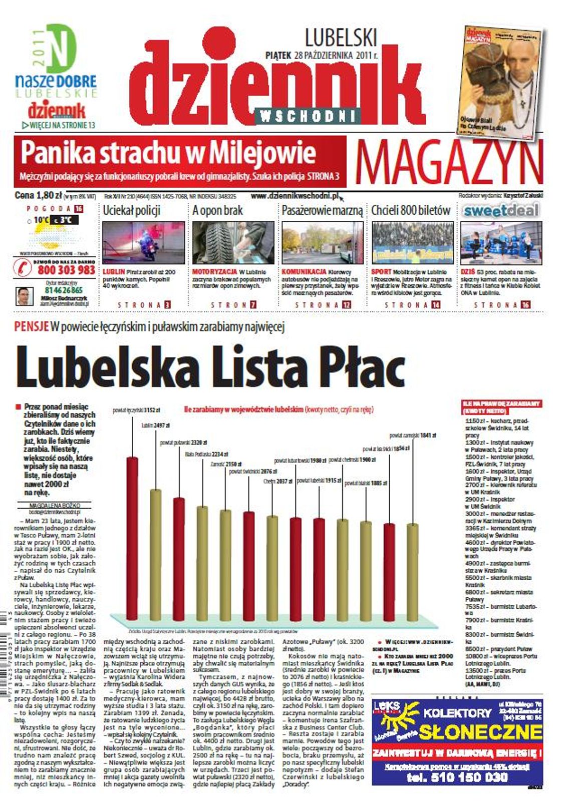 Jedynka Dziennika Wschodniego z 28 października 2011 r.