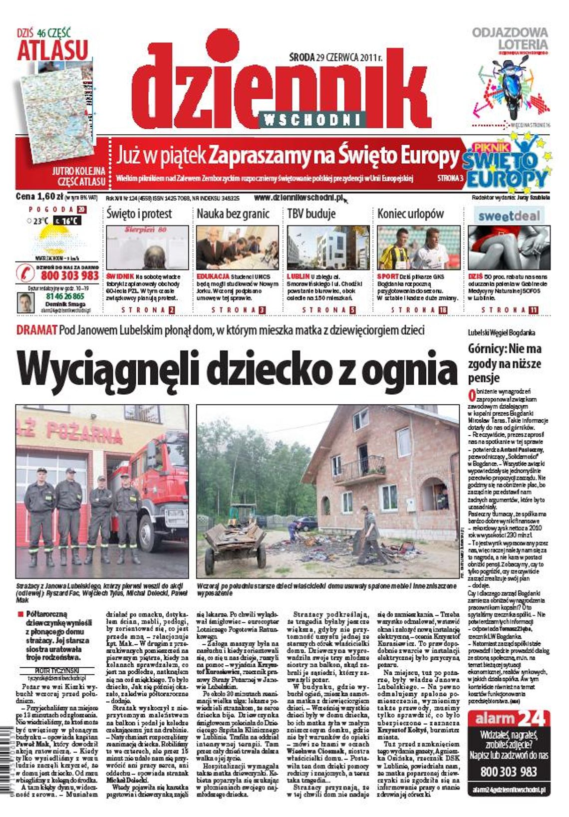 Jedynka Dziennika Wschodniego z 29 czerwca 2011 r.