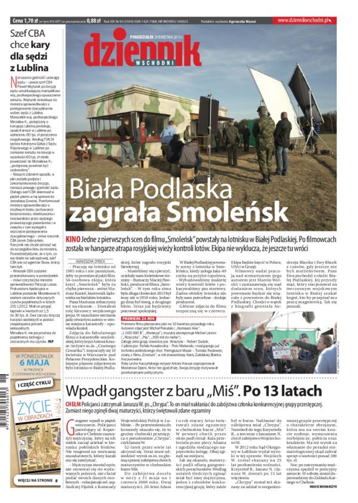 Jedynka Dziennika Wschodniego z 29 kwietnia 2013