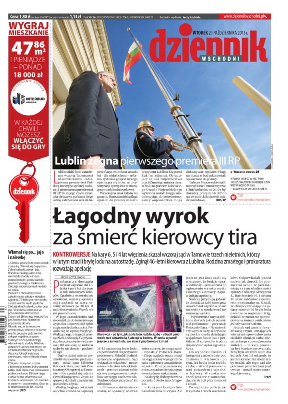 Jedynka Dziennika Wschodniego z 29 października 2013