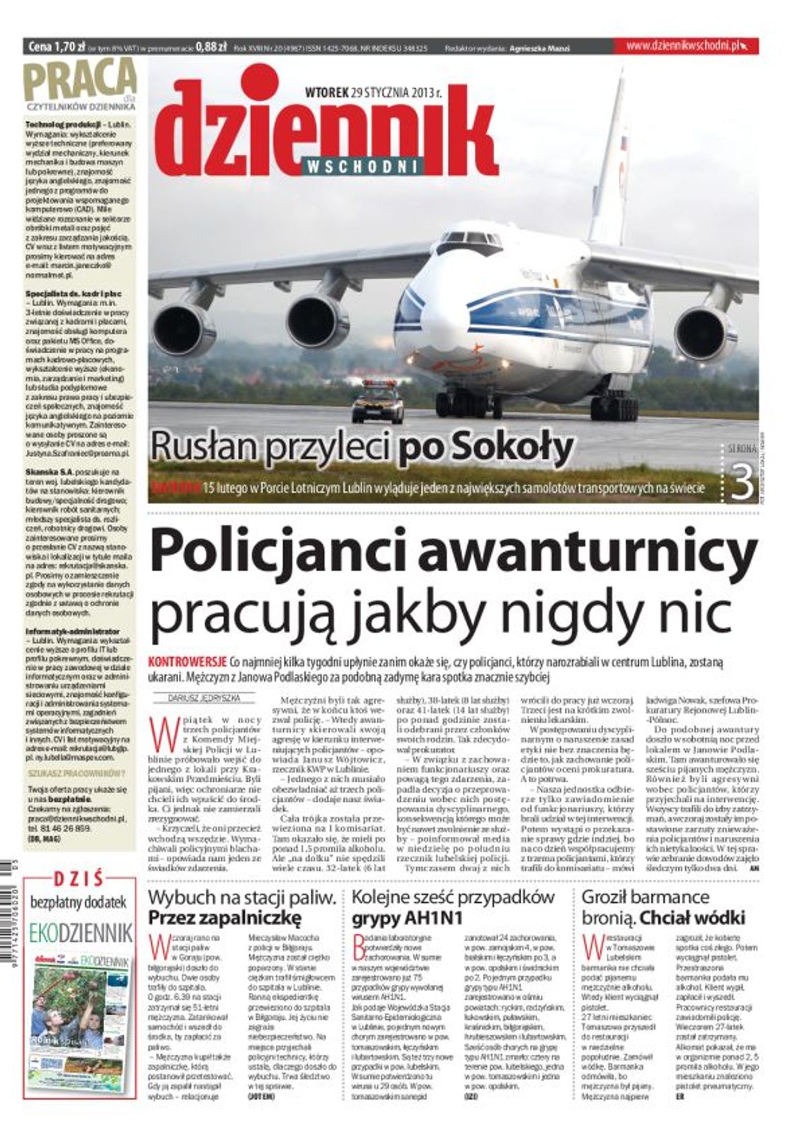 Jedynka Dziennika Wschodniego z 29 stycznia 2013