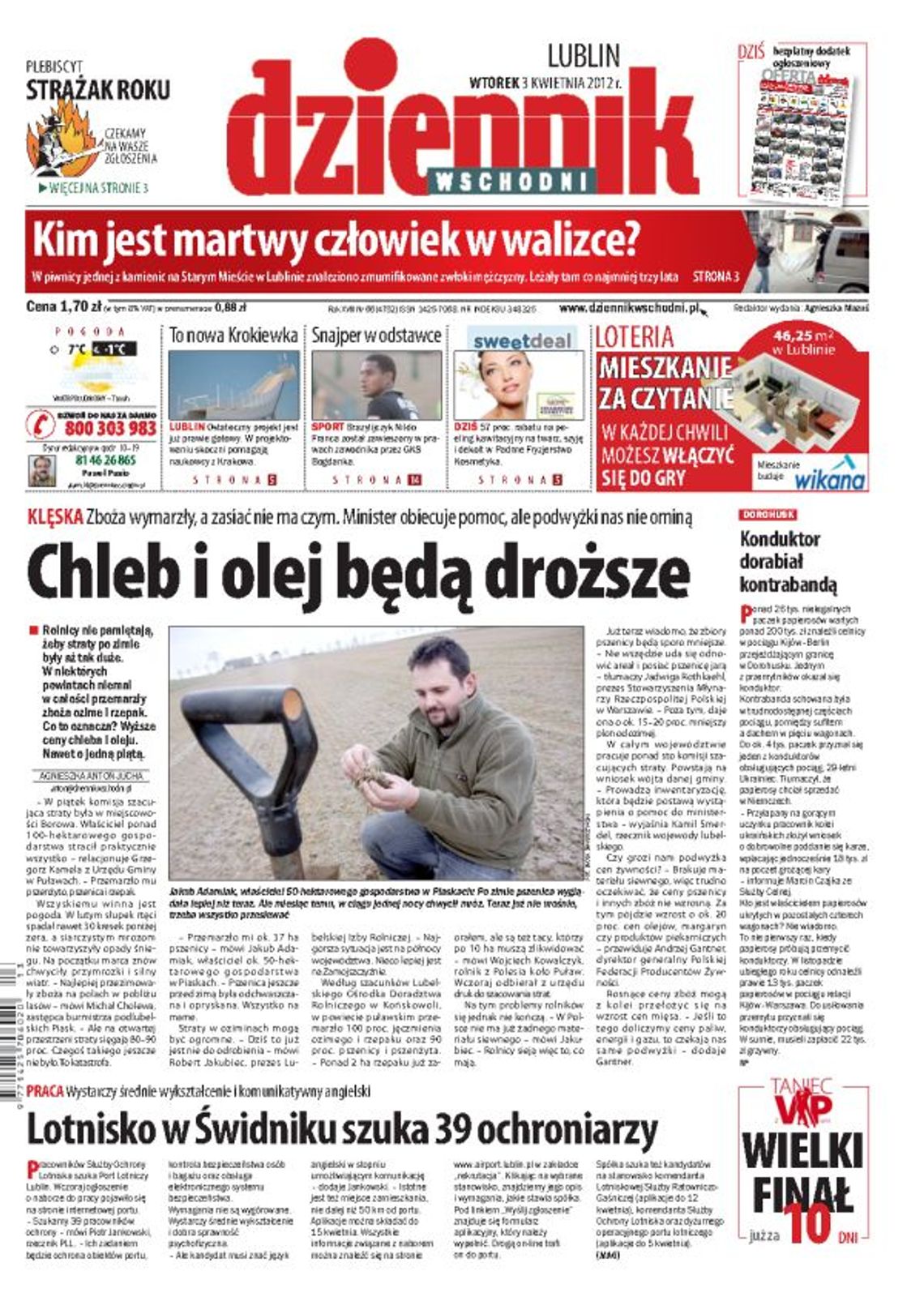 Jedynka Dziennika Wschodniego z 3 kwietnia 2012 