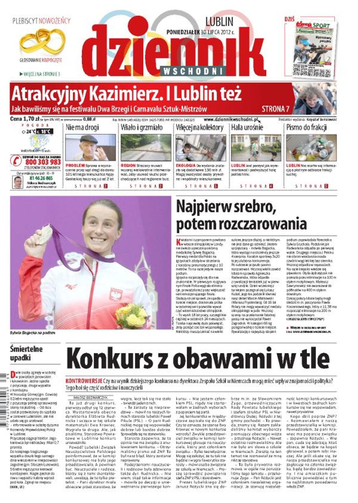 Jedynka Dziennika Wschodniego z 30 lipca 2012