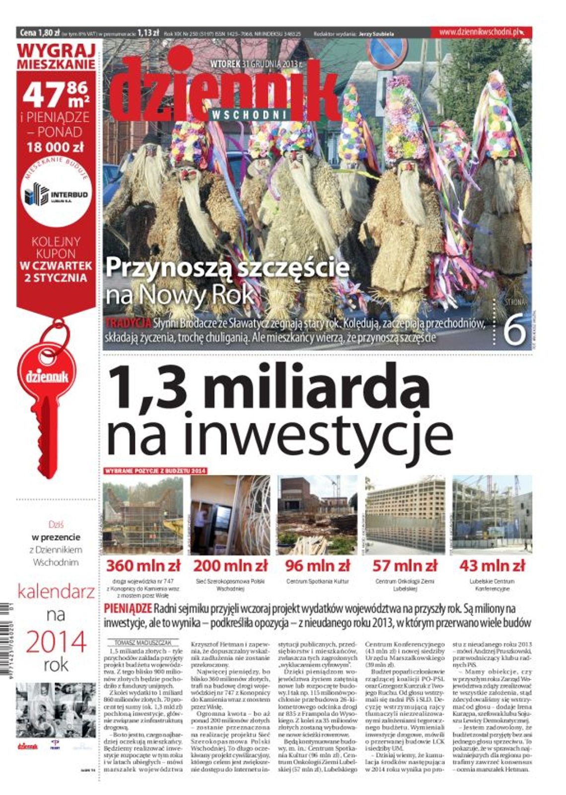 Jedynka Dziennika Wschodniego z 31 grudnia 2013