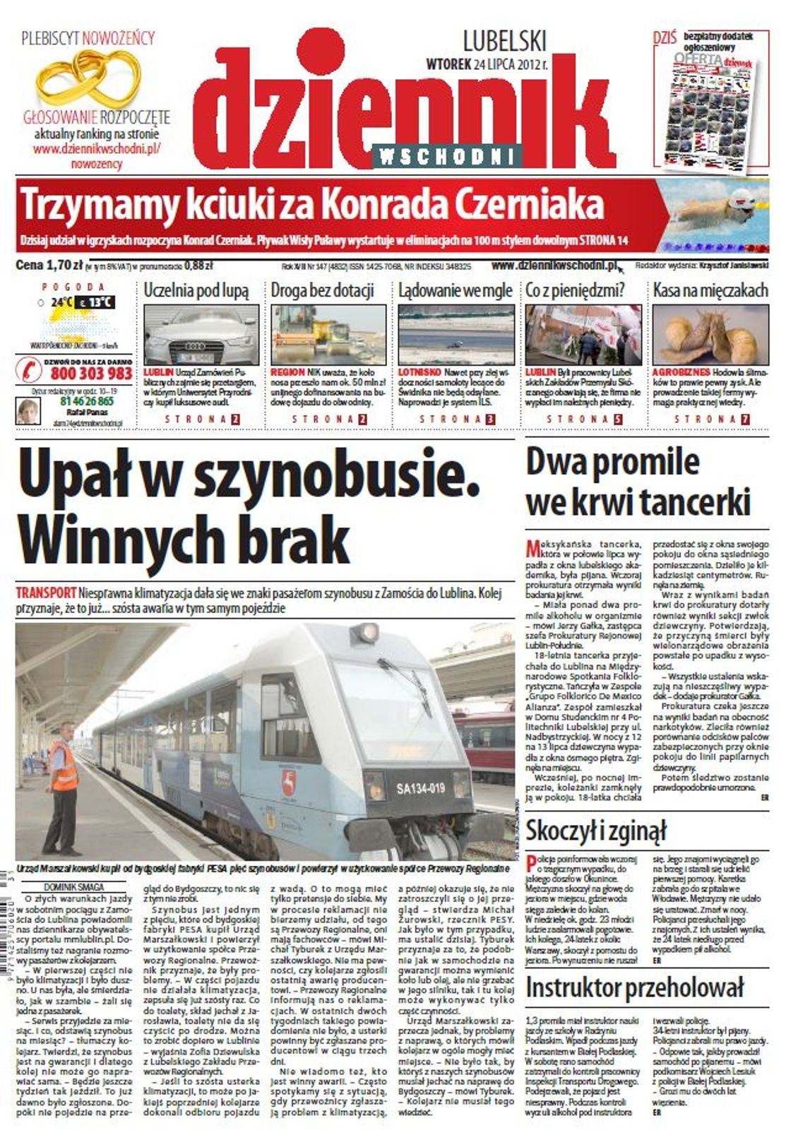 Jedynka Dziennika Wschodniego z 31 lipca 2012 r.