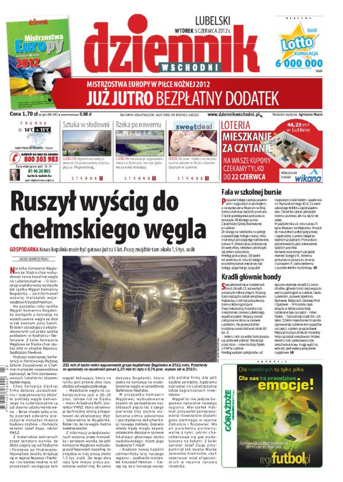 Jedynka Dziennika Wschodniego z 5 czerwca 2012