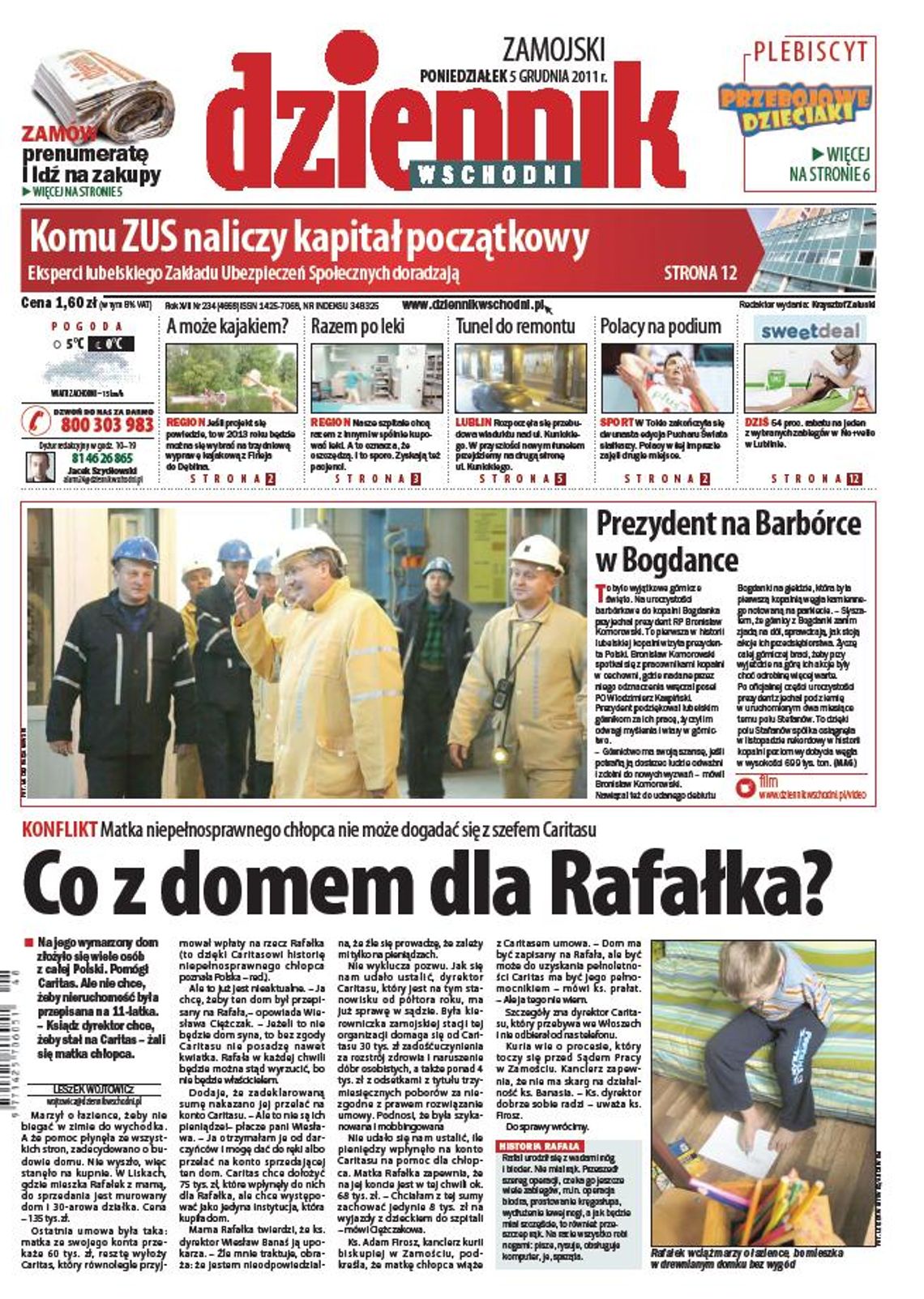 Jedynka Dziennika Wschodniego z 5 grudnia 2011 r.